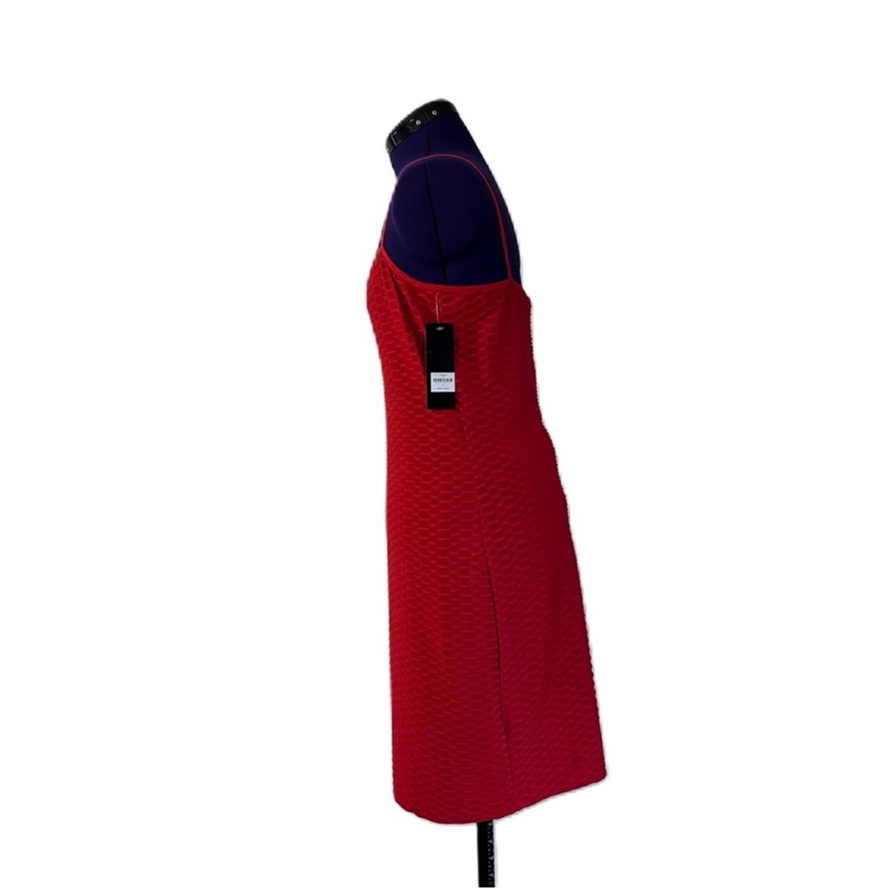 Bebe Red Rhinestone Textured Patterned Dress - Picture 4 of 14